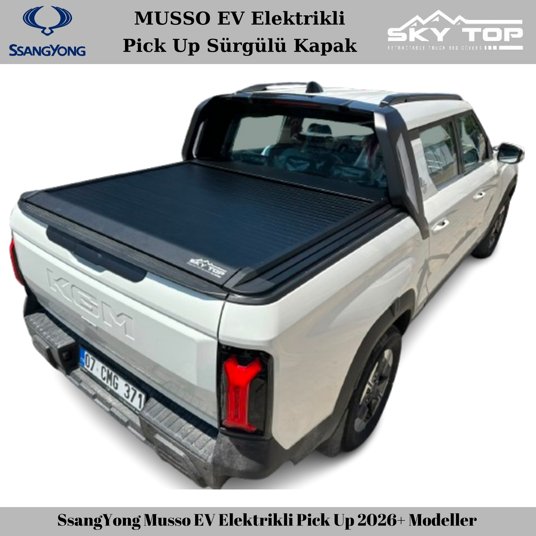 Musso EV Elektrikli Pick Up Sürgülü Kapak SkyTop Bagaj Kapatma Rollback