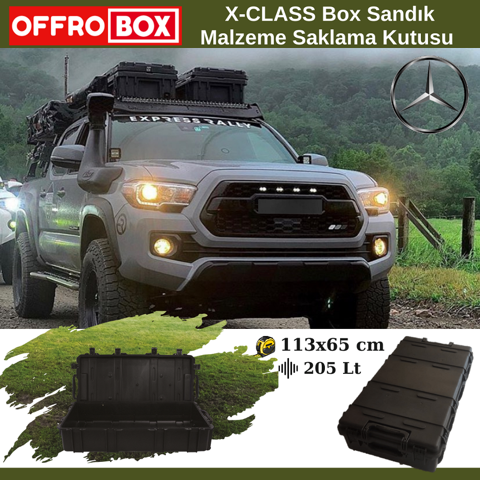 Mercedes X-Class Off Road Box Büyük Saklama Kutusu Off Road Sandık 113x65 cm