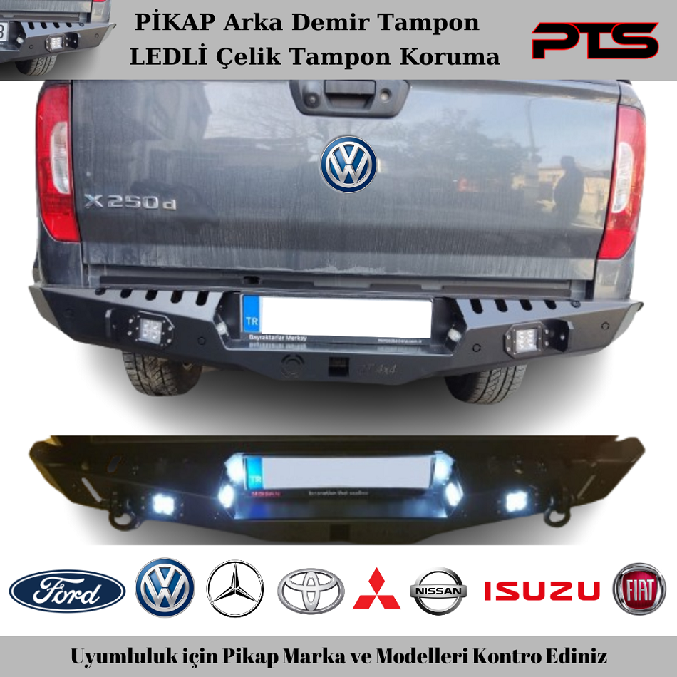 Pikap Arka Çelik Tampon Koruma Pickup Işıklı Demir Tampon Koruma