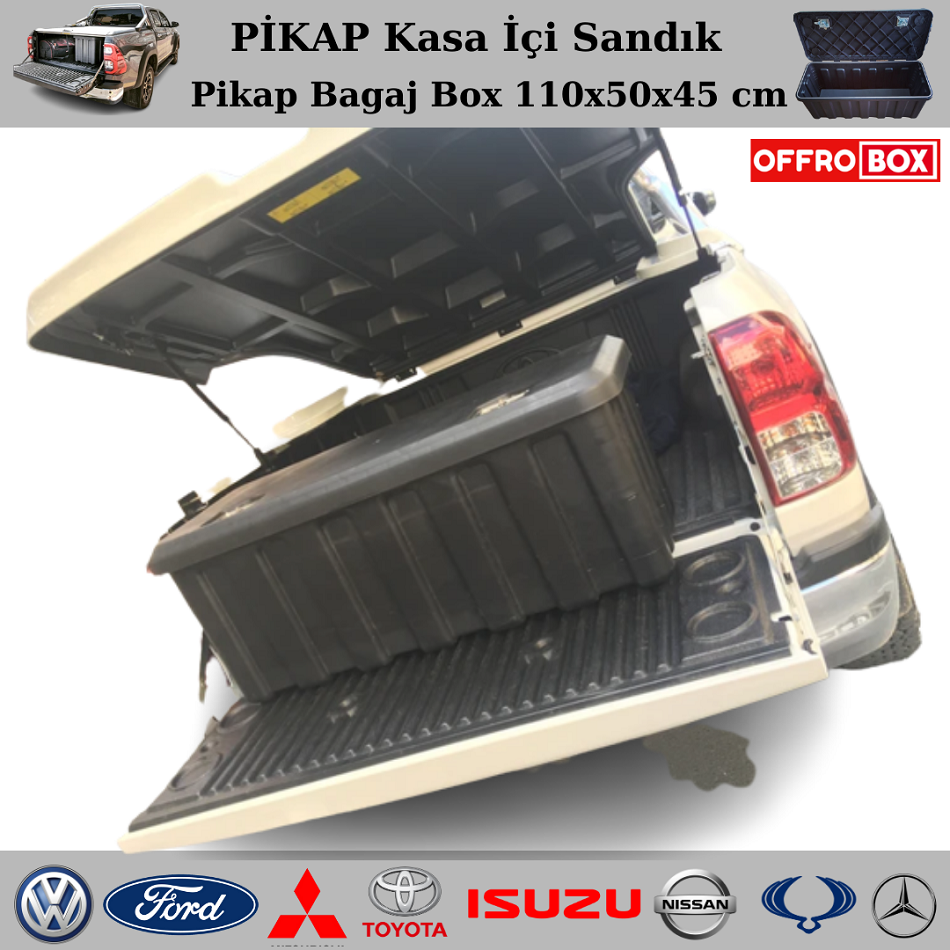 Pikap Kasa İçi Sandık Pikap Bagaj Box Pikap Bagaj İçi Sandık 110x50x45 cm