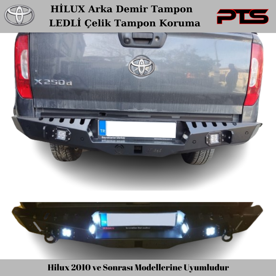 Toyota Hilux Arka Çelik Tampon Hilux Arka Işıklı Demir Tampon Koruma