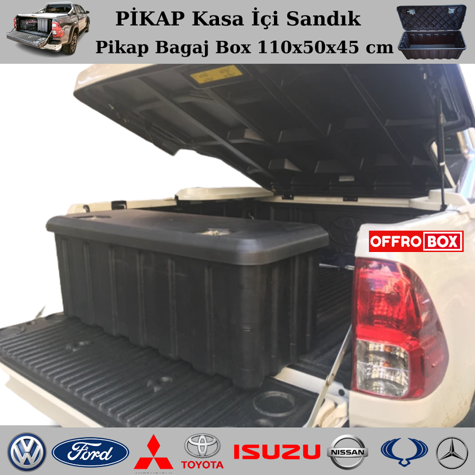 Pikap Kasa İçi Sandık Pikap Bagaj Box Pikap Bagaj İçi Sandık 110x50x45 cm